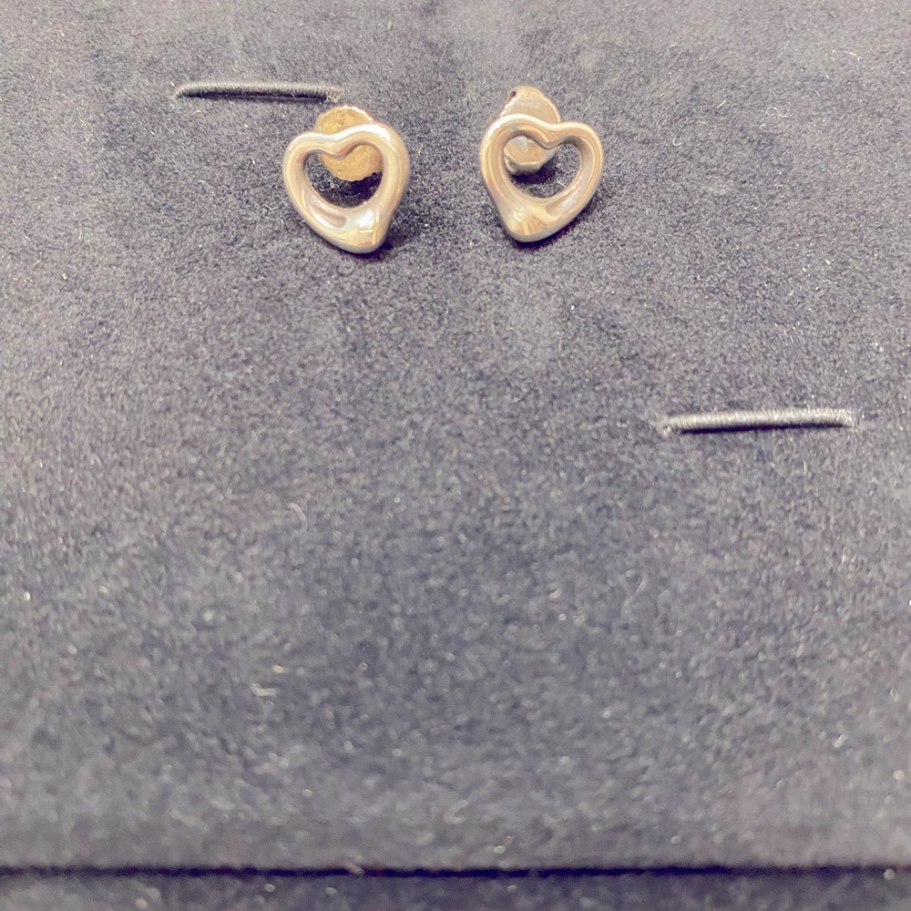 Tiffany & Co. Elsa Peretti Open Heart Stud Earrings in Silver, 11mm